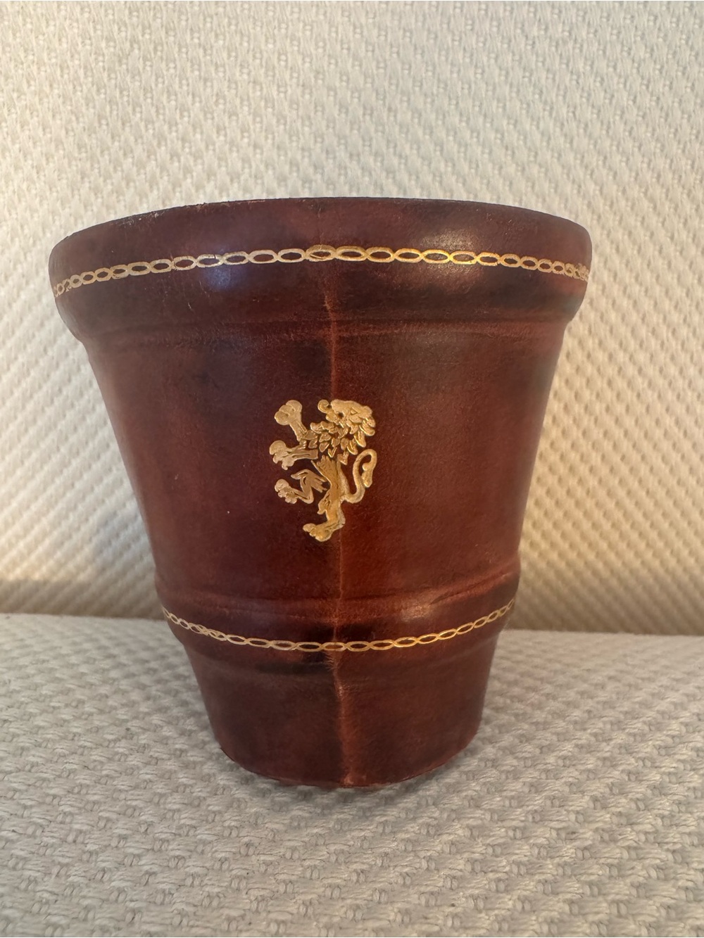 Vintage Italian Genuine Leather with Gold Detail Cup (Rare find!)